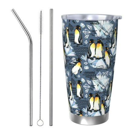 

Tideii Penguin Arctic Adventure for 20OZ Car Cup Stainless Steel Cold and Hot Cup with Lid Suitable for Outdoor and Home Unisex-Straw Three-piece Set