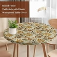 thumbnail image 3 of Fall Leaves Round Tablecloth 45-54 Inch Round Fitted Table Cloth with Elastic Edge, Farmhouse Autumn Beige Botanical Waterproof Table Cover Protector for Outdoor Picnic Party Dining, 3 of 6