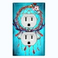 thumbnail image 1 of Metal Light Switch Plate Cover Beaded Feather Dreamcatcher Teal DRM004, 1 of 13