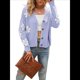 thumbnail image 1 of Cárdigan de Punto Acanalado para Mujer, Abrigo Tipo Suéter de Punto Jacquard con Botones y Margaritas Bonitas Púrpura L, 1 of 7
