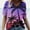 Purple, variant on Pincandy Womens Spring and Summer Casual V-Neck T-shirt Hawaiian Shirts Floral Tropic Printed Pleated V Neck Summer Casual T-Shirt Trendy Boho Blouses Tops,Wine,L