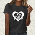 thumbnail image 1 of Offre à Durée Limitée Iumwxz T-Shirt Décontracté Coupe Classique Hauts Basiques Hauts de Sortie pour Femmes T-Shirts Graphiques Cœur Manches Courtes Col Rond Blouse Hauts pour Femmes Tendance à Petit Prix pour les Courses, 1 of 4