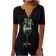 thumbnail image 3 of TaTaai Women's St. Patrick's Print Top, Soft Cotton Lightweight, Relaxed Fit, Short Sleeve V-Neck, Button Ruching, Pullover, Holiday Casual Daily Spring Summer Wear Multi-Color Gift, 3 of 5