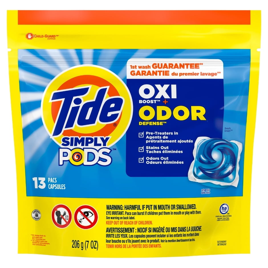 Tide Simply PODS Oxi + Odor Defense Laundry Detergent Pacs 3 in 1 (Pack 2) - 26 Count