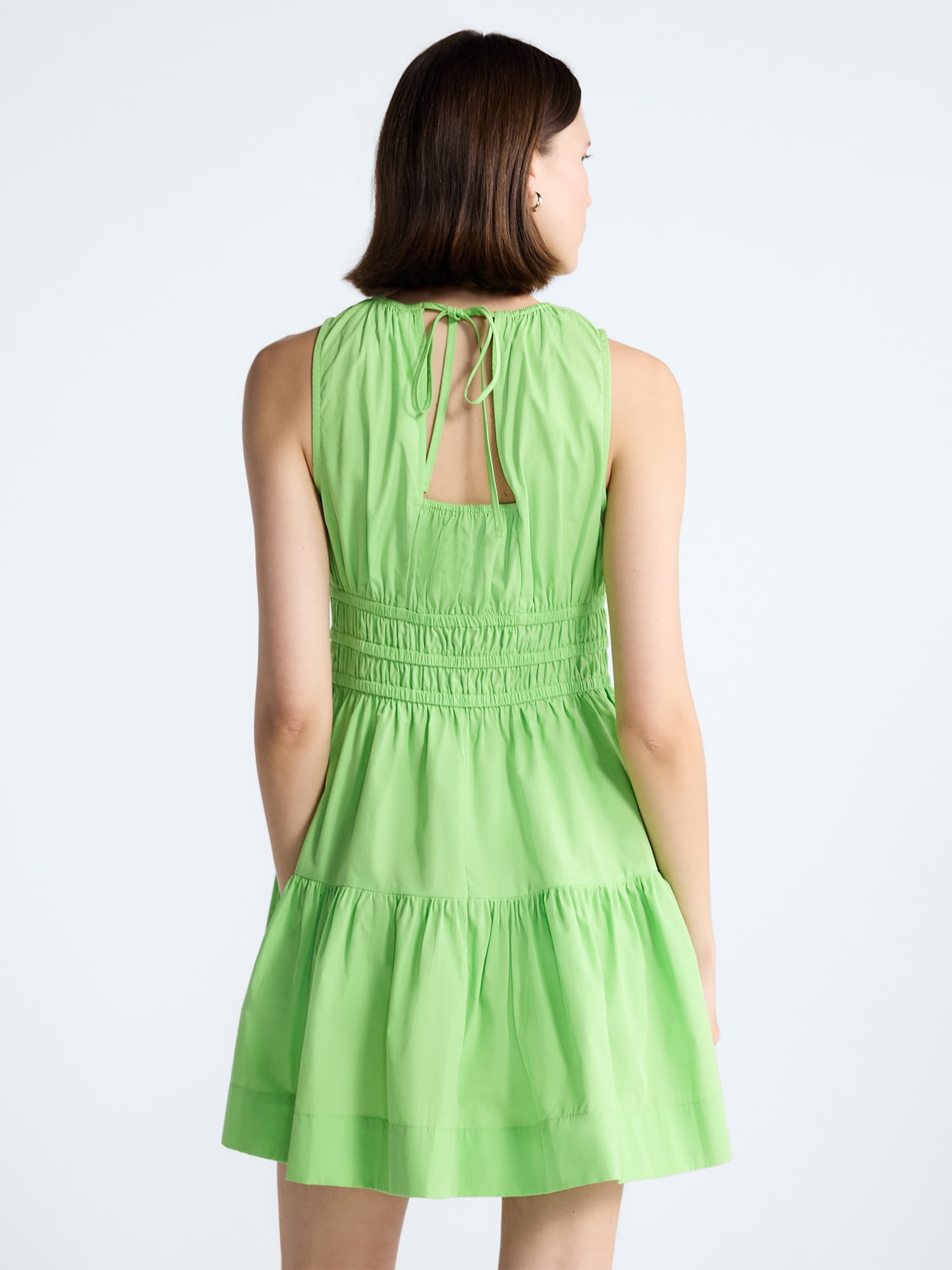 Free Assembly Women's and Women's Plus Smocked Cotton Drop Waist Mini Dress, Sizes XS-4X