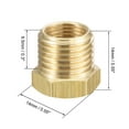 thumbnail image 2 of Brass Pipe Fitting Reducer Adapter 1/4" BSPP Male x 1/8" BSPP Female for Water Oil Pressure Gauge, Pack of 2, 2 of 5