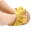 thumbnail image 4 of LIIPEE Girls Boys Sandals Summer Comfortable Solid Color Ruffled Open Toe Non- Soft Sole Shoes Versatile Beach Sandal,Yellow,6-12 Months, 4 of 9