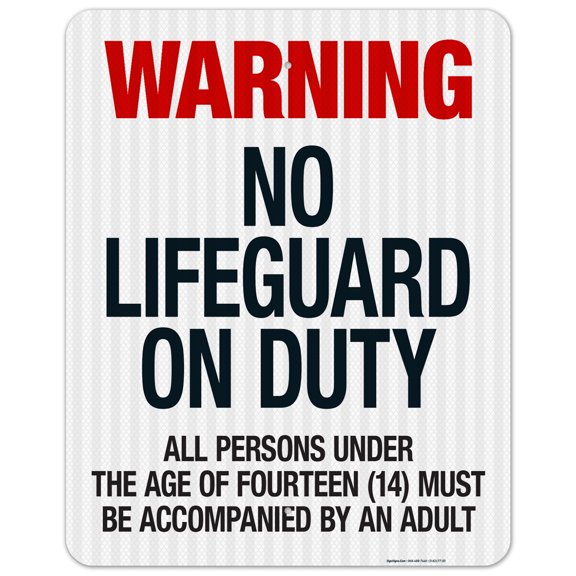West Virginia No Lifeguard Sign, Complies With State Of West Virginia Pool Safety Code, 24x30 Reflective Aluminum EGP
