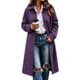 thumbnail image 2 of Hzzrkos Women's Polka Dot Long Coat, Lapel Collar Button Front Long Sleeve Casual Overcoat, Printed Lightweight Outerwear for Everyday Wear and Layering, 2 of 5