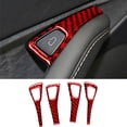 thumbnail image 1 of Real Bright Soft Car Interior Carbon Fiber Sticker Decoration4Pcs Red Carbon Fiber Window Lift Switch Button Cover For Tesla Model 3/YAuto Car Protection Interior Accessories, 1 of 8