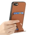 thumbnail image 2 of Magnetic Carbon Fiber Case for iPhone 7 / iPhone 8 / iPhone SE 2022 & 2020 with Holder Kickstand, Fiber Texture Wallet Phone Case with Card Holder Durable Military Grade Protection Cover, Brown, 2 of 10