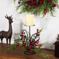 thumbnail image 3 of Northlight Apples and Berries Christmas Pillar Candle Holder - 10" - Green and Red, 3 of 7