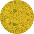 thumbnail image 1 of Ahgly Company Machine Washable Indoor Round Oriental Yellow Traditional Area Rugs, 6' Round, 1 of 4