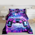 thumbnail image 2 of Homewish Kids Kawaii Gamepad Queen Comforter Set, Fuchsia Blue Cartoon Bedding Sets, Game Console Lover Reversible Bedding Comforter Set, Lightweight Room Decor, 3-Piece, 2 of 8