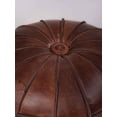 thumbnail image 5 of BBH Homes Handmade Brown Leather Pouf Ottoman 16x16x16 Round Shape BBBACPF0027, 5 of 8