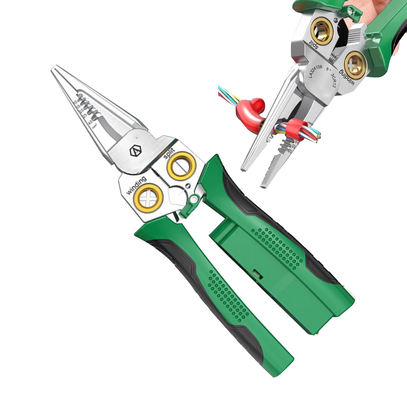 Wire Stripper Tool, 8 in 1 Needle Nose Pliers, Stainless Steel Stripping Pliers, Multifunctional Copper Wire Stripper For Electric Cable Stripping