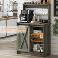 thumbnail image 4 of DreamCurship Farmhouse Coffee Bar Cabinet with Storage, Buffet Cabinet Kitchen Storage Cabinet with Hutch, Small Coffee Station, Gray, 4 of 6