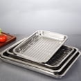 thumbnail image 2 of Inteprter Colador Rectangular Platos de almacenamiento de verduras Utensilios para hornear de acero inoxidable Rejilla de enfriamiento de alambre Cocina y Comedor 36×27×4.8 cm Inteprter HA067652-02, 2 of 6