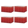 thumbnail image 1 of Unique Bargains 4 Pack 29x108 Inch Red Metallic Foil Fringe Tinsel Table Skirts for Rectangle Tables for Party Decoration, 1 of 4
