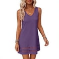 thumbnail image 5 of ClodeEU Women's V Neck Sleeveless A Line Mini Dress, Casual Summer Swing Dress Purple,Women's Plus S, 5 of 6