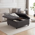 thumbnail image 5 of Kingfun 35.5" Large Square Ottoman Bench, Tufted Upholstered Coffee Table Ottoman with Storage, Oversized Ottomans Toy Box for Living Room Bedroom, Grey, 5 of 13