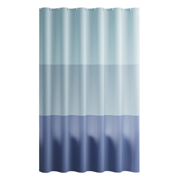 Cortina de ducha de plástico impermeable con diseño de delfines azules degradados, para baño, inodoro o cocina, incluye 7 anillos para colgar para una fácil instalación, fácil de limpiar para un bajo