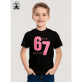 thumbnail image 2 of Six Seven 67 Pink Letter Graphic Kid T-Shirt Casual  Style With 100% Cotton Fabric,Suitable For Boys And Girls,Size From 3T-13Y,Ideal Gift For Kids, 2 of 5