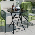 thumbnail image 3 of Topbuy Table Bistro Ronde de 23 Pouces pour Patio, Table de Cocktail Pliante avec Plateau en Verre Trempé, Cadre en Métal Robuste, 3 of 8