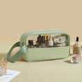 thumbnail image 2 of Cinvoph Travel Makeup Bag with Handle for Men Women Portable Waterproof Stylish Travel Organizer Clear Wash Bag Large Capacity Exquisite Cosmetic Storage, Green, 2 of 6