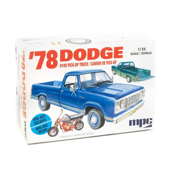 Skill 2 Model Kit 1978 Dodge D100 Pickup Truck with Mini Bike 1/25 Scale Model by MPC