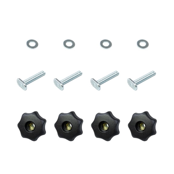 POWERTEC T Track Knob Kit w/ 7 Star Knob, 1/4-20 Threaded bolts and Washers, Set of 4 T Track Bolts, T Track Accessories for Woodworking Jigs and Fixtures, 71484