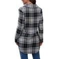 thumbnail image 5 of Seyurigaoka Women Plaid Shirt, Button-down Color Block Long Sleeve Lapel Shacket, 5 of 9