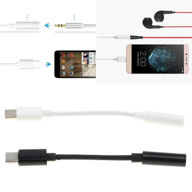 Adaptador de cable de audio Sunnimix 2 Piezas Tipo C a 3,5 mm Conector Auxiliar para Auriculares para Samsung