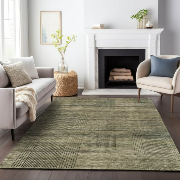 Addison Rugs Chantille Indoor/Outdoor Transitional Stripes Brown Washable Rectangle Rug, 5' x 7'6"