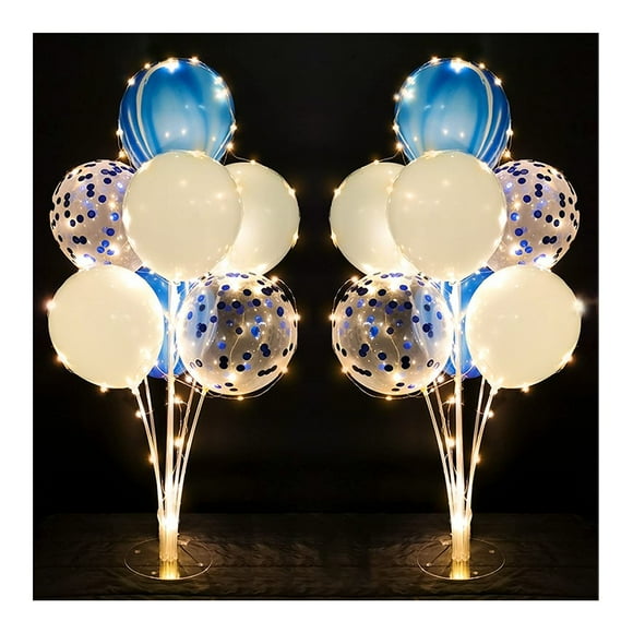 2 Sets Balloon Stand Kit Blue with String Light Table centerpiece Reusable Balloon Decorations for Party