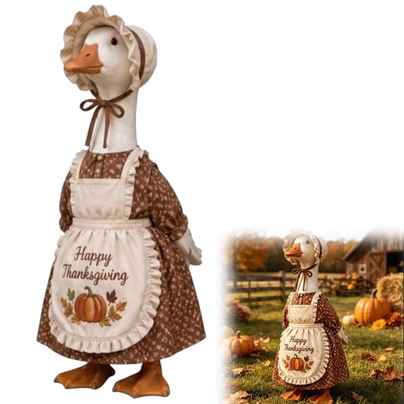 Fmbmuo Garden Porch Goose Outfits Brown 23" Fall Outdoor Decor, Coastal Cloth Easy to Put On, Porch Goose Dress for Porch Patio Lawns Decoration