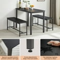 thumbnail image 5 of PORKISS Dining Table Set with 2 Benches, 3 Piece Wood Dining Room Table Set with Metal Frame, Industrial Style Dinette Set for Kitchen Breakfast Nook, Heavy Duty Dinner Table Set for 4, Black, 5 of 9