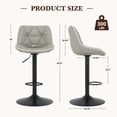 thumbnail image 4 of Hawsaiy Bar Stools Set of 2, Adjustable Swivel Counter Height Bar Stools with Back, Upholstered Modern Barstools with Diamond Stitching, Gray, 4 of 11