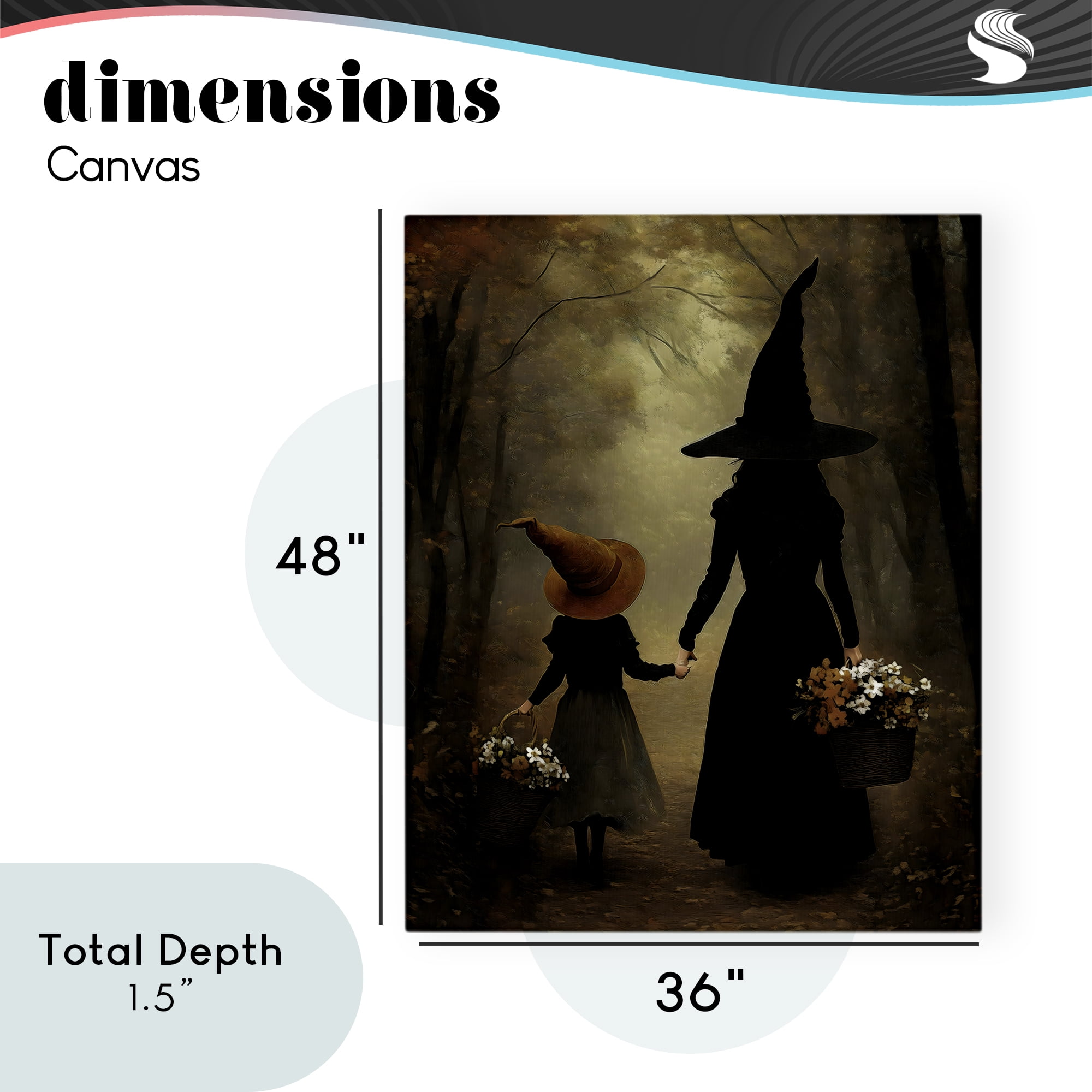 Witch & Daughter Mystical Forest Canvas Wall Art, design by Arlington Prints