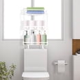 thumbnail image 5 of Dznils Over The Toilet Storage Shelf, 3-Tier Steel Bathroom Storage Organizer with Hooks, White, 5 of 12