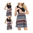 thumbnail image 1 of Biekopu Pregnant Woman Dress Vintage Print Patchwork Sleeveless V-Neck Summer Casual Maternity Dress, 1 of 6