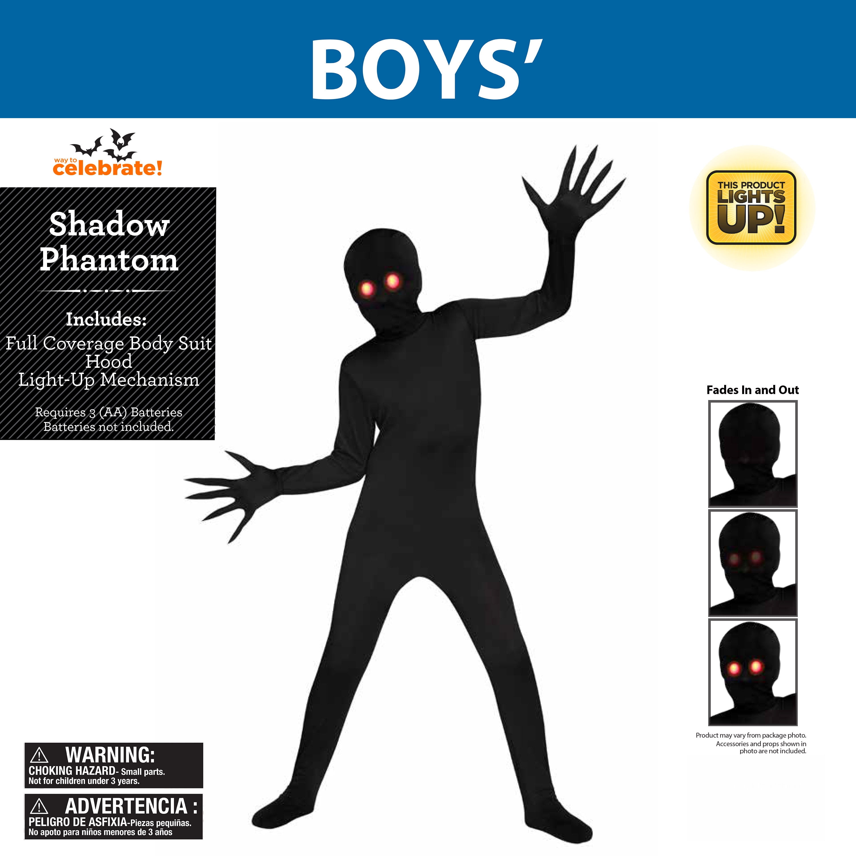 Shadow Phantom Halloween Costume for Children, Boy's Size XL (14/16), by Way to Celebrate