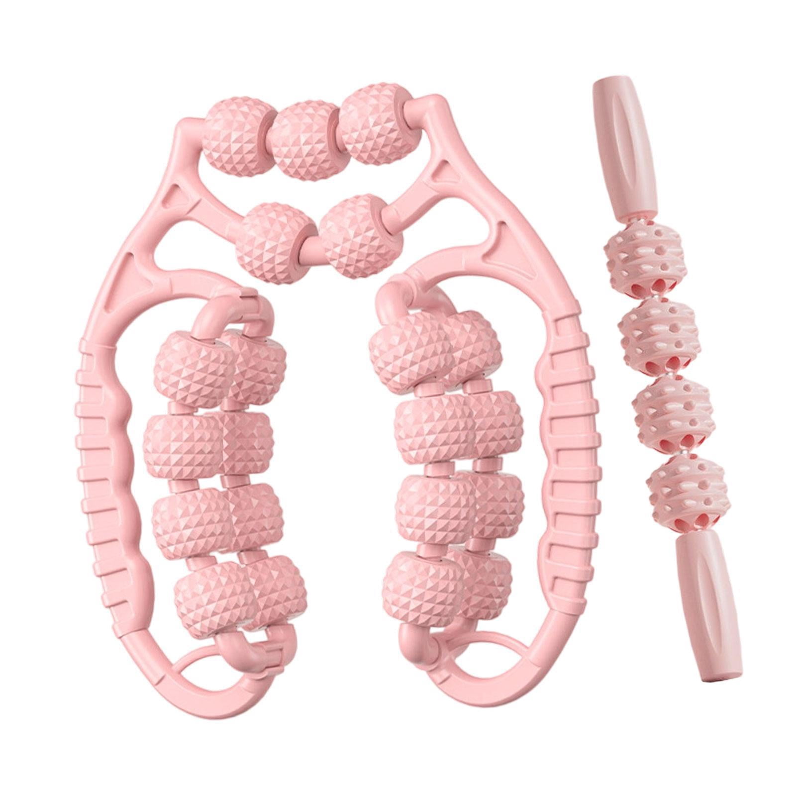 DimyFew Massage Rollers Back Leg Massagers 21 Wheels 4 Wheels Fitness Versatile Circular Pink
