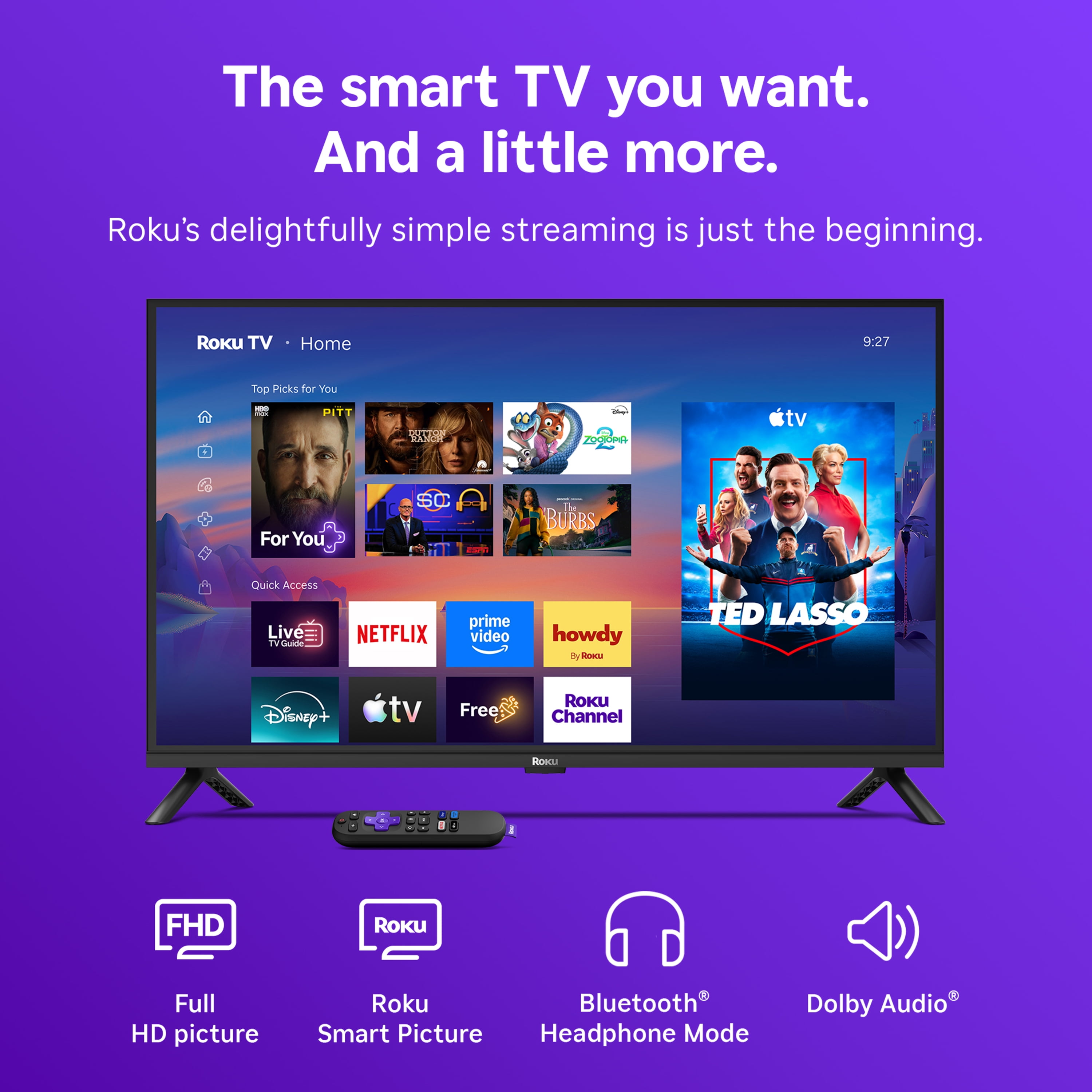 Roku Smart TV 2026 – 32-Inch Select Series, 1080p Full HD TV – Roku TV with Voice Remote