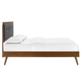 thumbnail image 3 of Willow Tufted Wood Queen Platform Bed - Mid-Century Design, Upholstered Headboard, Sturdy Construction, Wood Slat Support System - Walnut Charcoal, 3 of 5