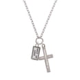 thumbnail image 2 of Delight Jewelry Silvertone Shut Up Legs Be Strong and Courageous Engraved Cross Zoey Necklace, 28", 2 of 4