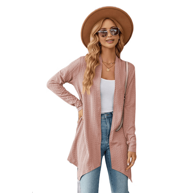 Cardigan pour Femmes Chic Décontracté à Manches Longues à devant Ouvert Chandails Cardigan Rose m