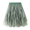 thumbnail image 4 of vigerkar Tulle Skirts for Women Midi Fairy Skirt Tutu A-Line Mesh Layered High Elastic Waist Skirts Green, One Size, 4 of 8
