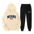 thumbnail image 2 of Miami Hoodie and Sweatpants Set for Women Fall Winter Hooded Sweatshirt and Jogger 2 Piece Set Women's Tracksuit, 2 of 6