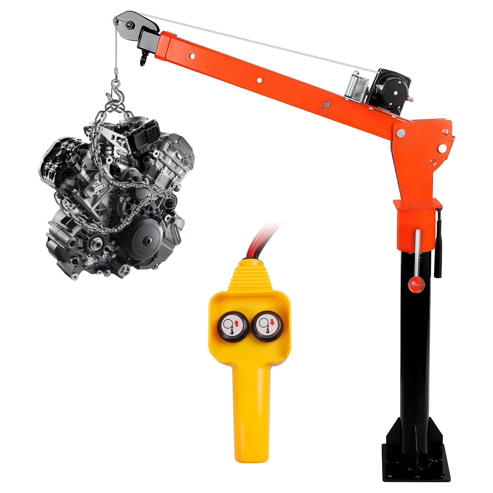 Electric Truck Crane, Folding Dismountable Hoist Truck Crane with Electric Winch 3500 lb 12V, 360° Swivel for Warehouse, Factory & Construction